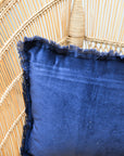 Fara Plain Cotton Velvet Cushion / Marine