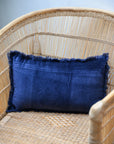 Fara Plain Cotton Velvet Cushion / Marine