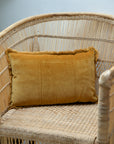 Fara Plain Cotton Velvet Cushion / Saffron