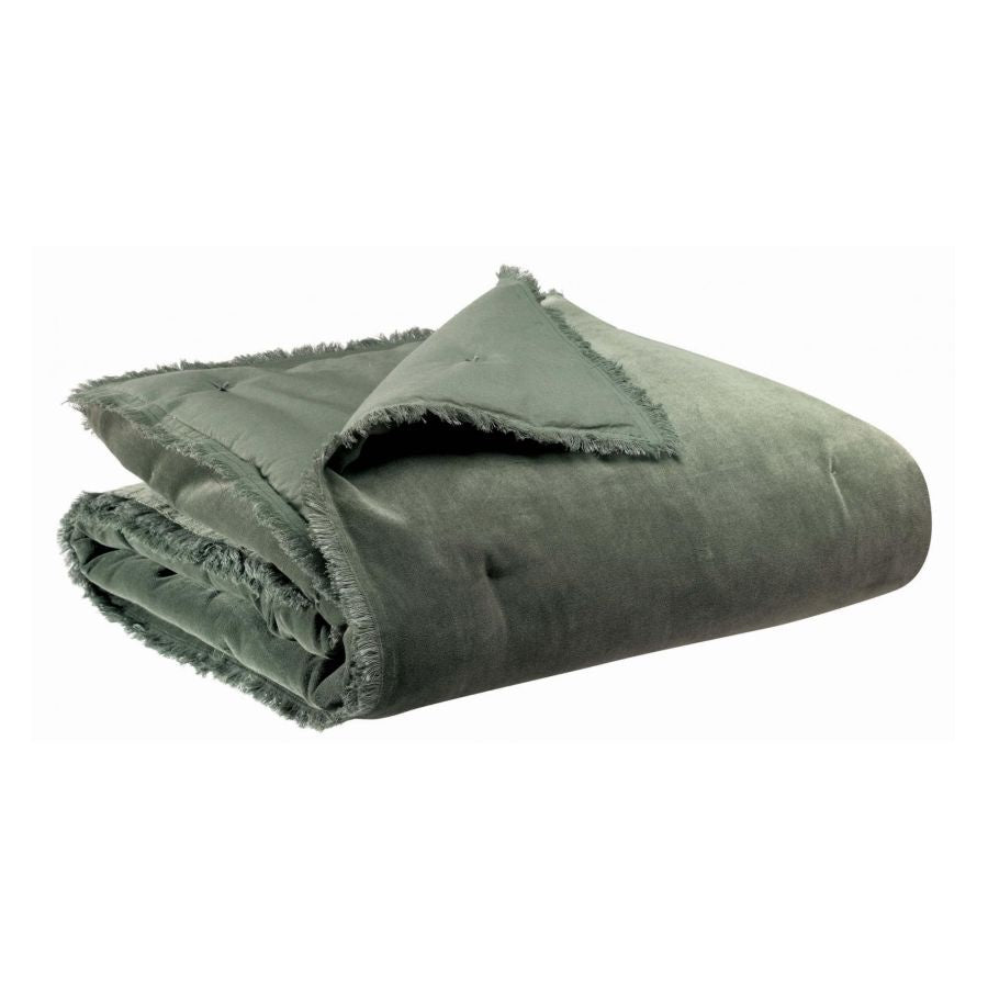 Fara Cotton Velvet Throw 135 x 200 / Thyme Green