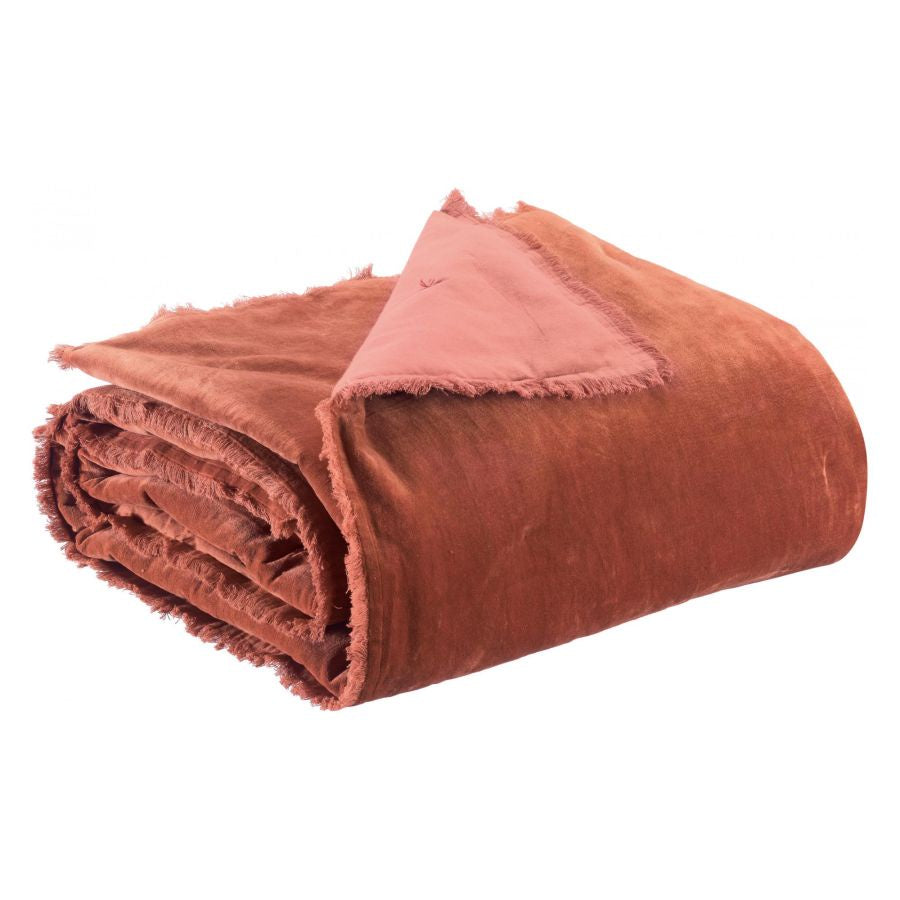 Fara Cotton Velvet Throw 135 x 200 / Sienna