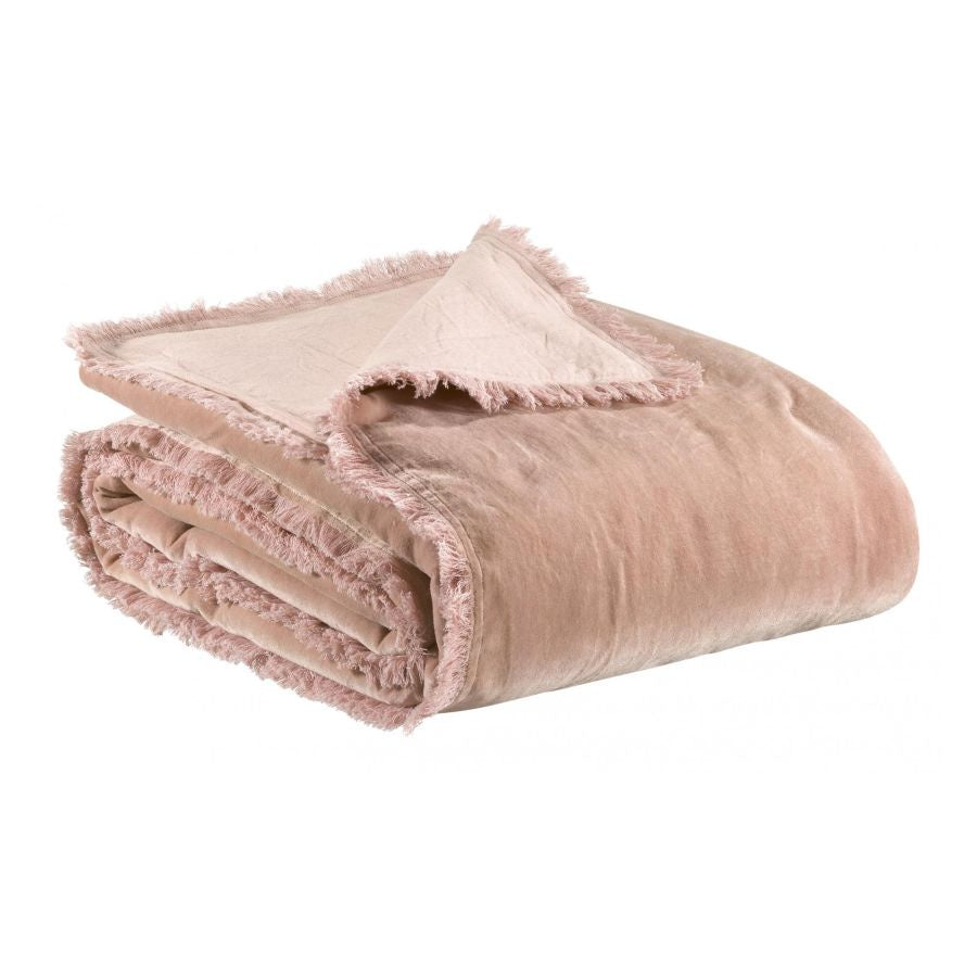 Fara Cotton Velvet Throw 135 x 200 / Soft Pink