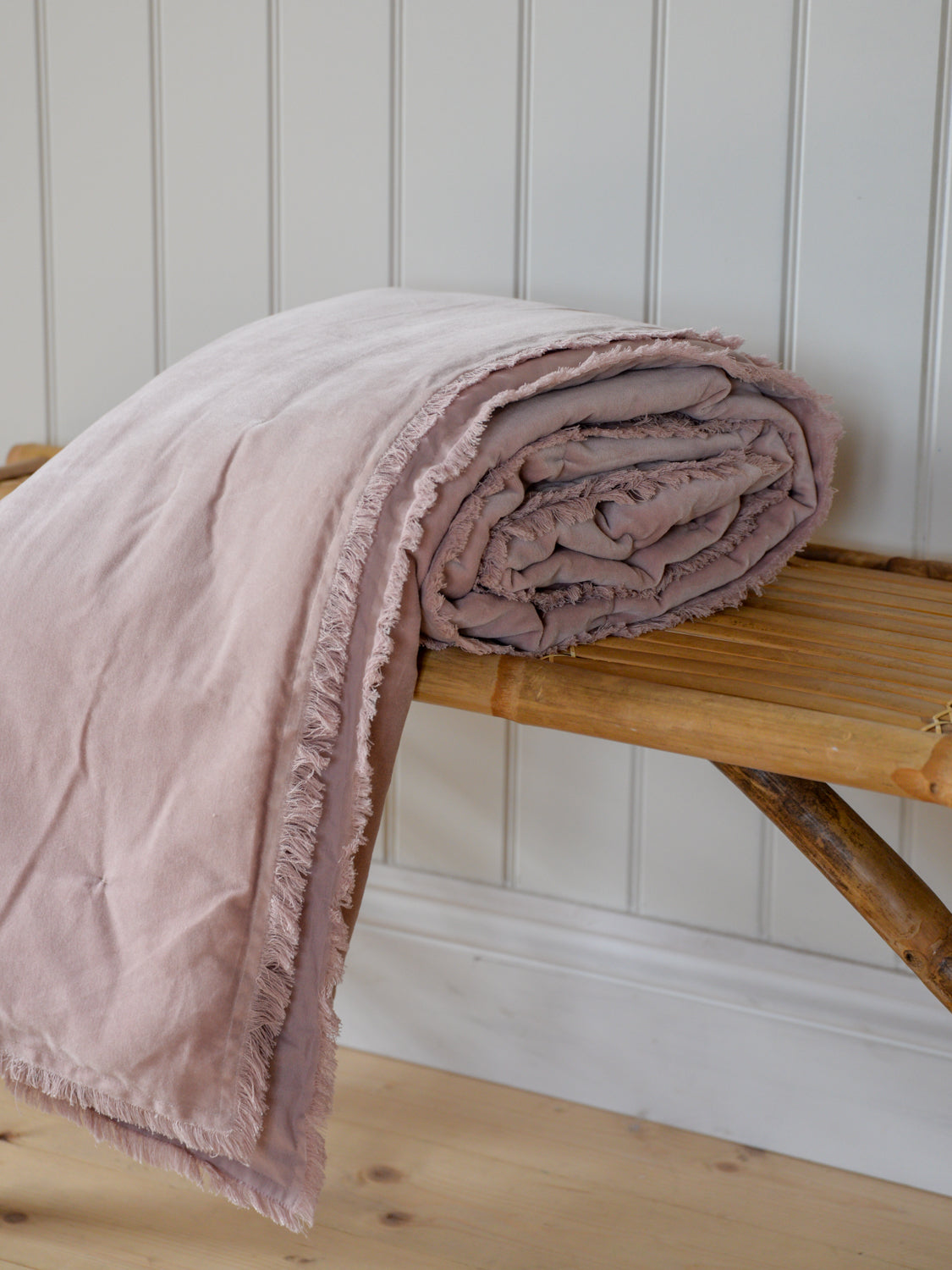 Fara Cotton Velvet Throw 135 x 200 / Soft Pink