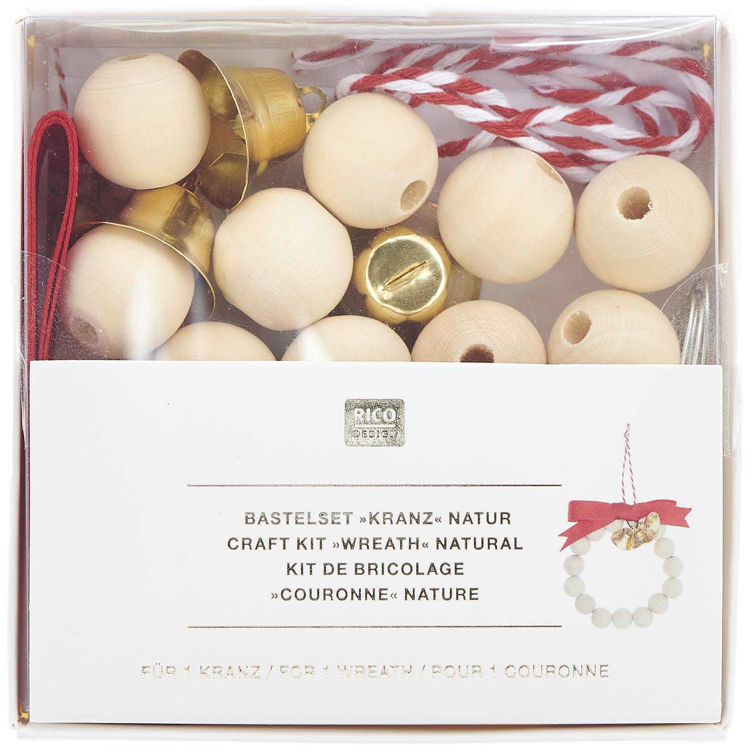 Wooden Beads Natural Wreath Kit