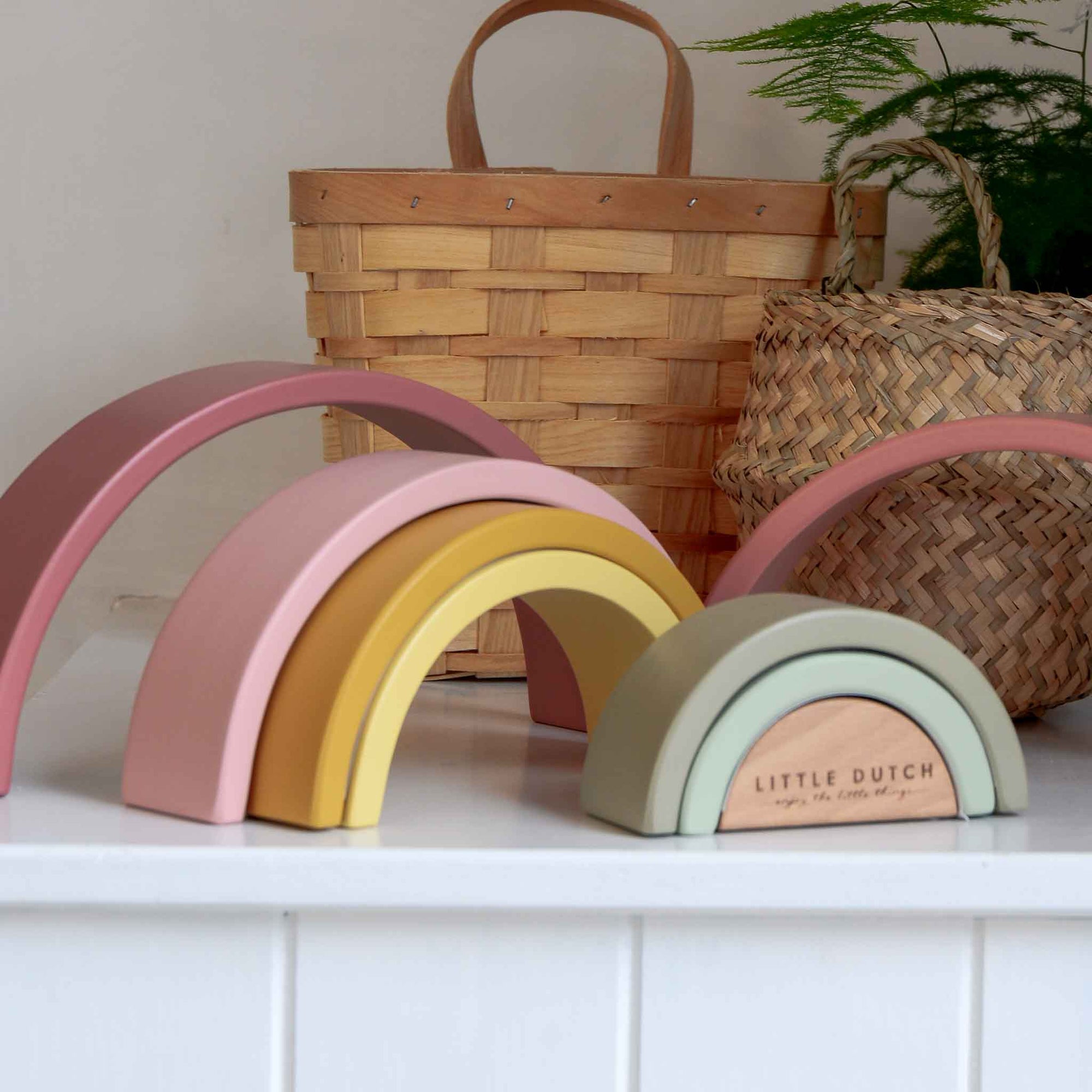 Wooden Rainbow Stacking Tower / Pink