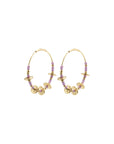Pilgrim Energetic Purple Hoop Earrings in Gold