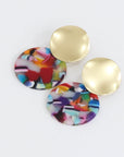 Sarah Resin Two Tone Earrings Orange Red Lilac
