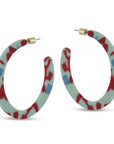 Sophia Hoop Resin Earrings in Mint Red Blue