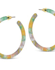 Sophia Hoop Resin Earrings Lilac Pink Green