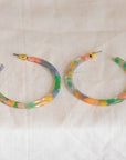 Sophia Hoop Resin Earrings Lilac Pink Green