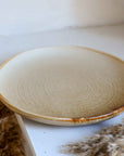 Ceramic Dinner Plate in Rustic Cream/Brown