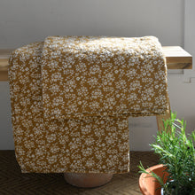Load image into Gallery viewer, Vintage Style Brown Cotton Quilt with White Flowers