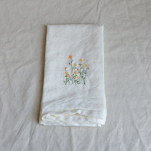 Load image into Gallery viewer, White Linen Napkin with Yellow Buttercups