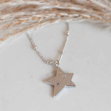 Load image into Gallery viewer, Junk Jewels Star Charm Jewelled Necklace Silver or Gold Plated