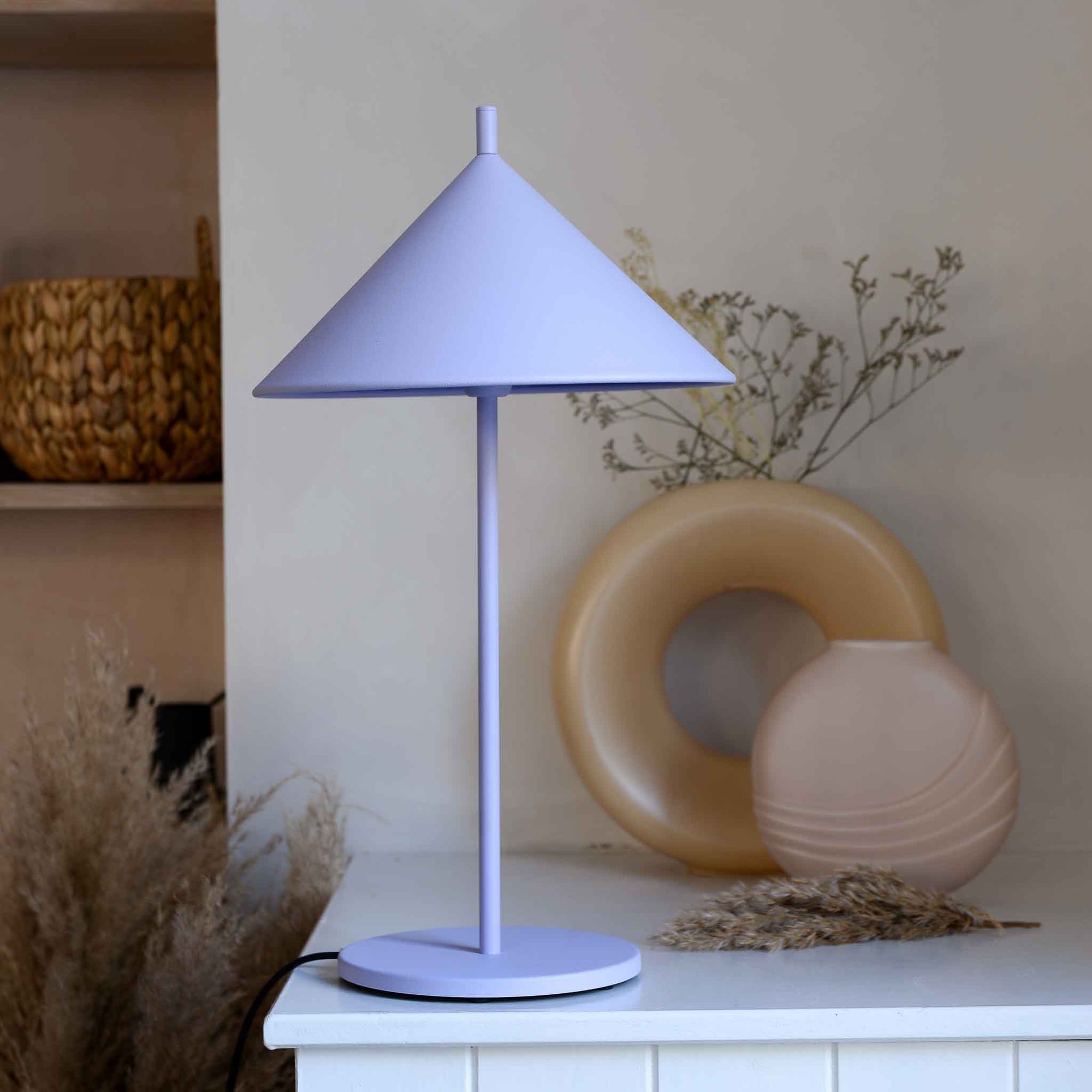 Metal Triangle Table Lamp Matt Lilac