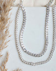 Pilgrim Blossom Curb Chain Necklace in Silver