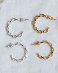 Pilgrim Eira Cable Chain Hoop Earrings in Gold or Silver