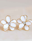 Pilgrim Evie White Flower Earstuds Gold Plated