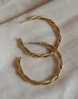 Pilgrim Naja Twist Large Hoops in Gold or Silver