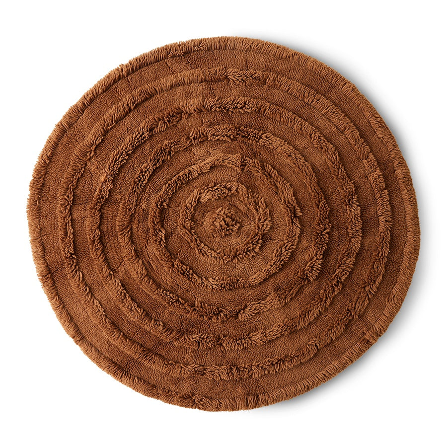 HKliving Round Woolen Rug / Chestnut