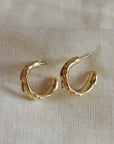 Bathilda Gold Plated Textured Hoop Earrings