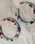 Sophia Hoop Resin Earrings in Mint Red Blue