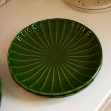 Load image into Gallery viewer, HK Living Green Ribbed Ceramic Plates in Various Sizes