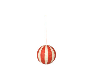 Broste Deko Large Cotton Sphere in Red Stripe