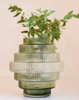 Nordal Groovy Vase in Dusty Green