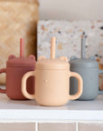 Silicone Straw Cup With Handles in Various