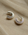 Macie Silver Plated Patterned Hoop Earrings
