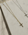 Daisy Cross Pendant Necklace / Gold and Silver
