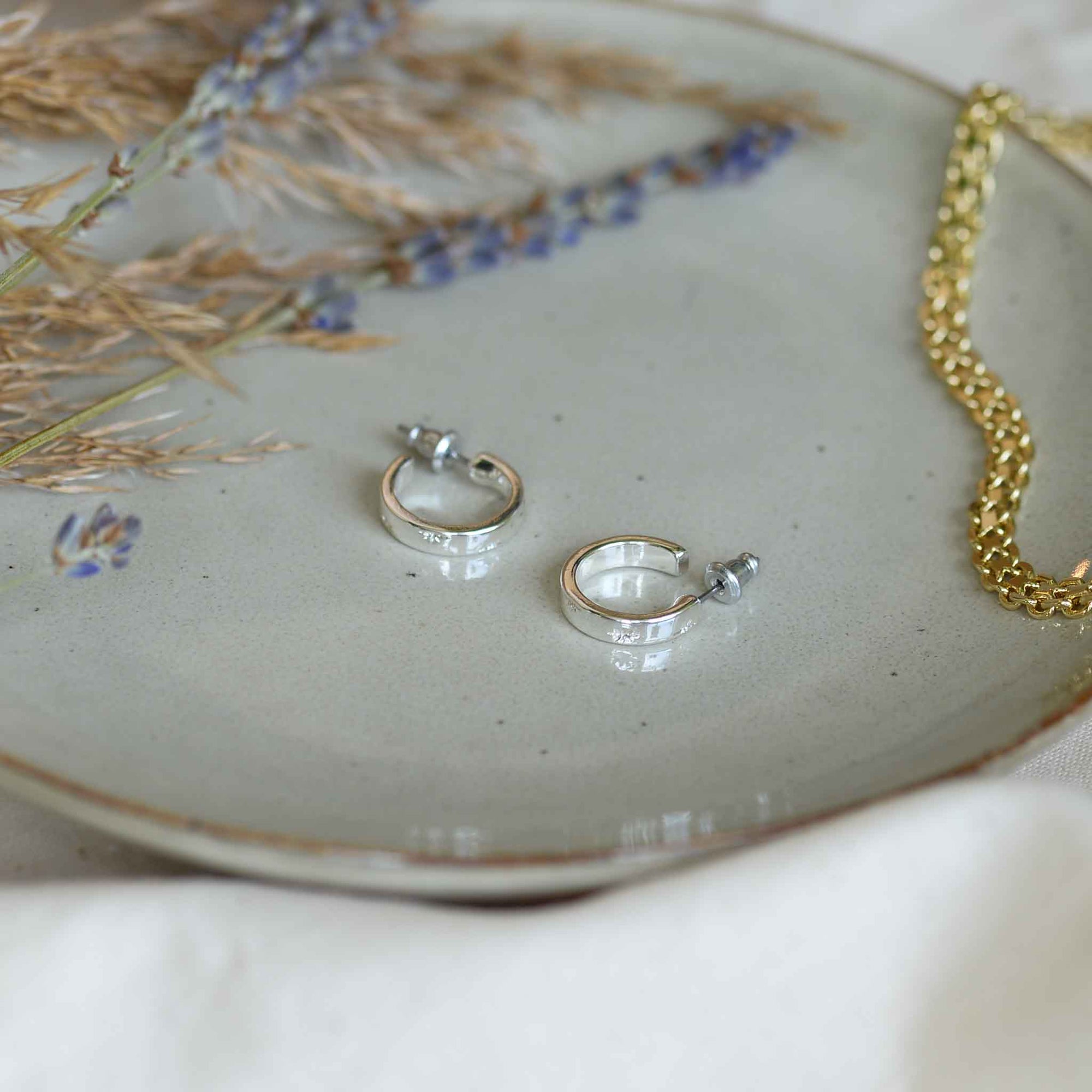 Pilgrim Efia Huggie Hoop Earring in Gold or Silver