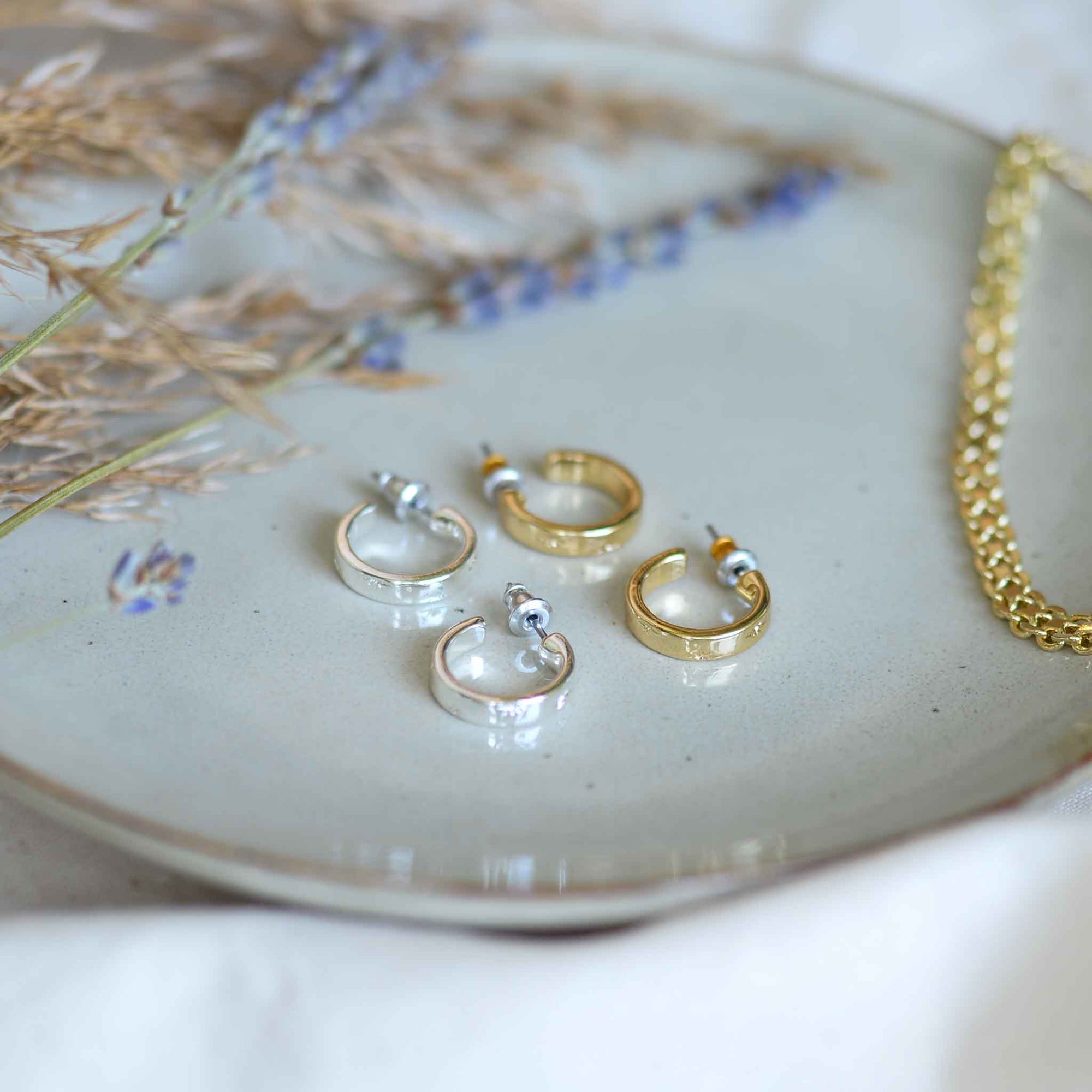 Pilgrim Efia Huggie Hoop Earring in Gold or Silver