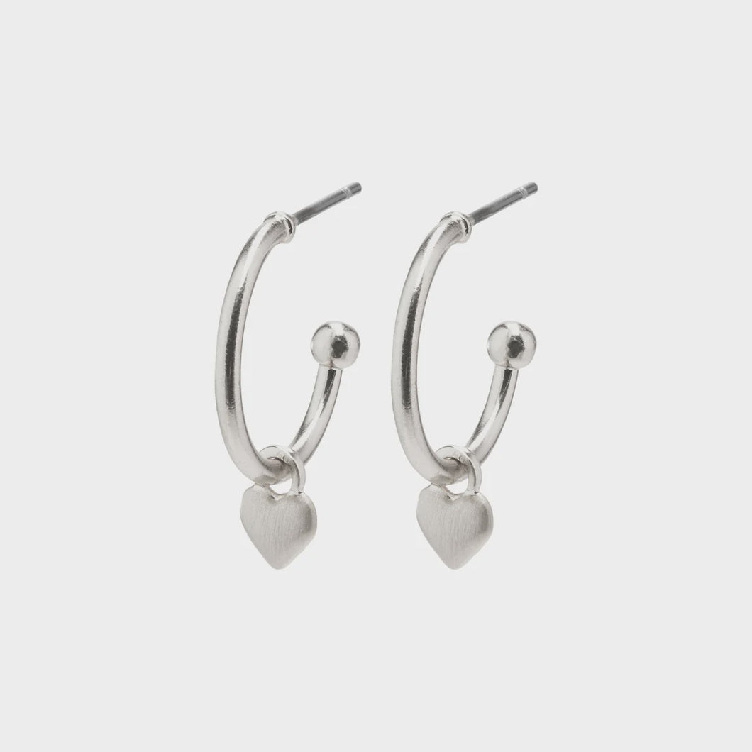 Silver Plated Mini Heart Hoop Earrings