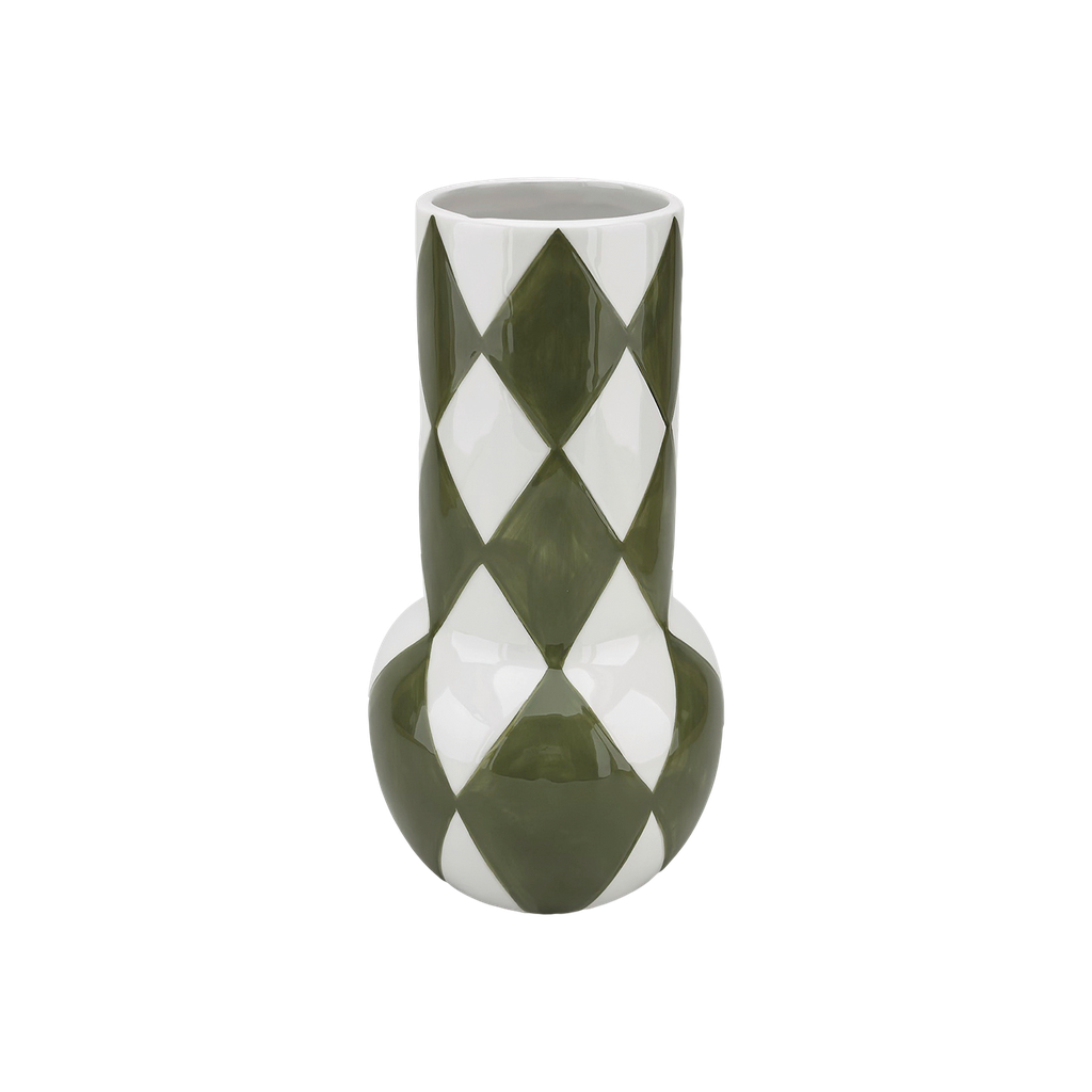 Harlequin Ceramic Vase / Khaki