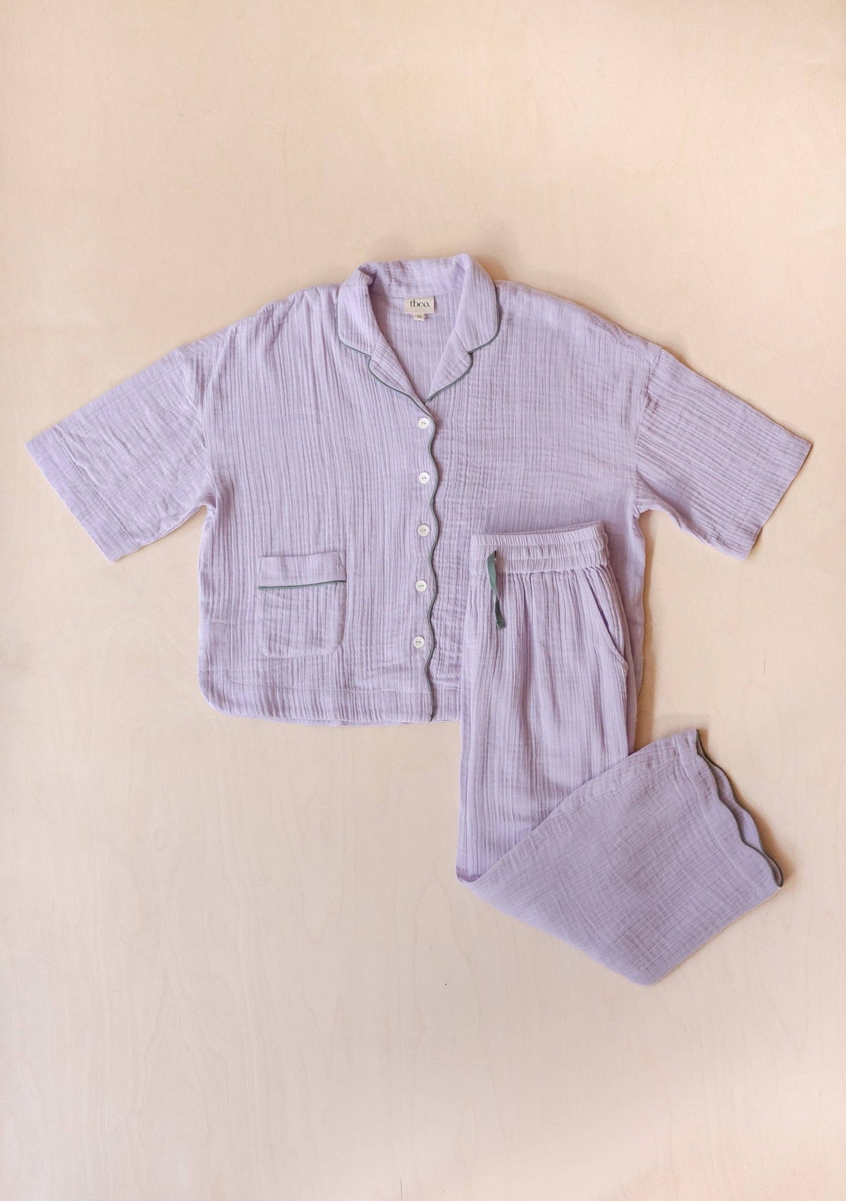 Cropped Cotton Pyjamas in Lilac: M