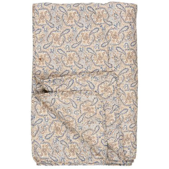 Blue and Beige Paisley Cotton Quilt