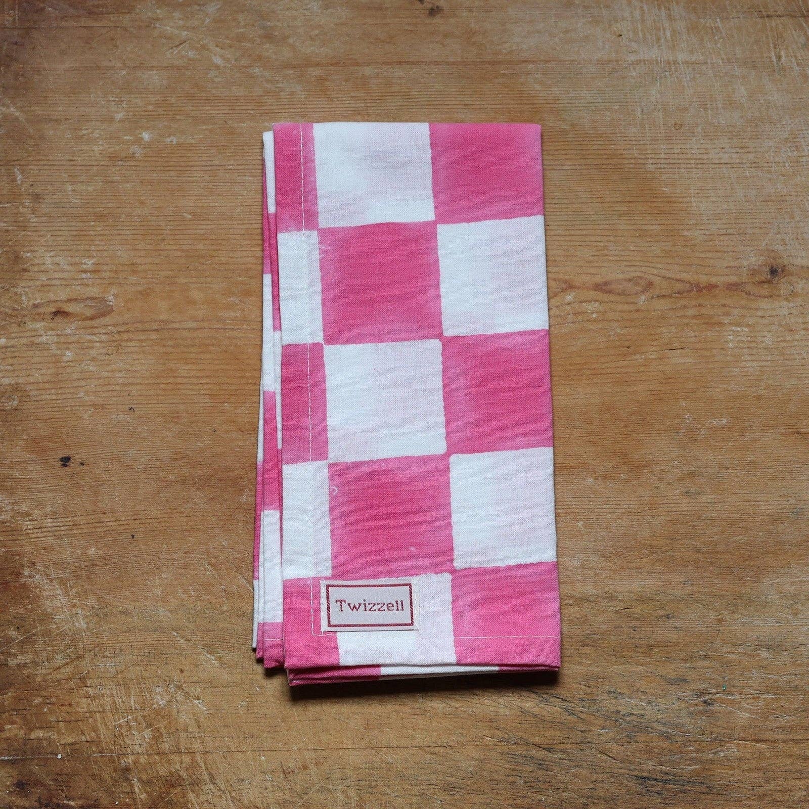 Pink and White Checkerboard Napkin