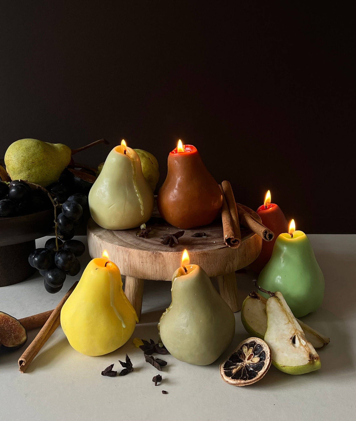 Soy Wax Pear Candle / Olive Green