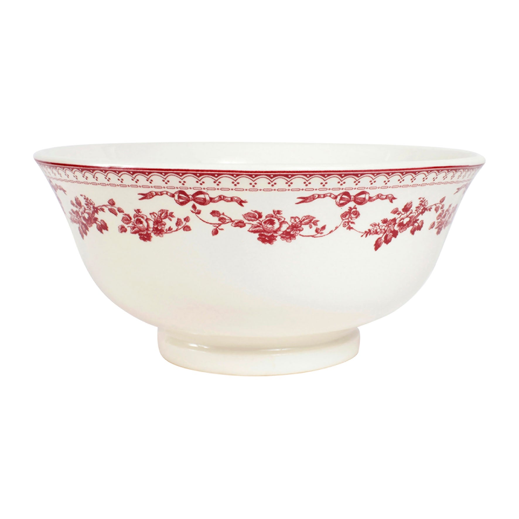 Faustine Patterned Floral Salad Bowl / Burgundy