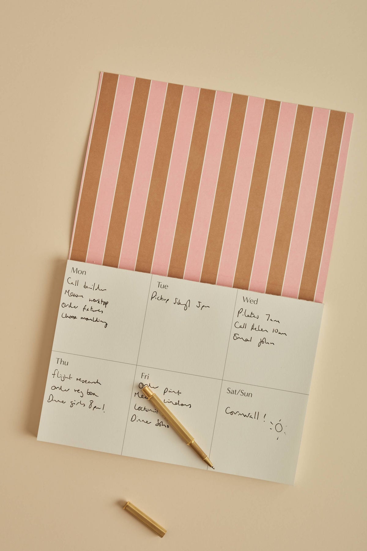 Weekly Planner Stripe Pink &amp; Brown