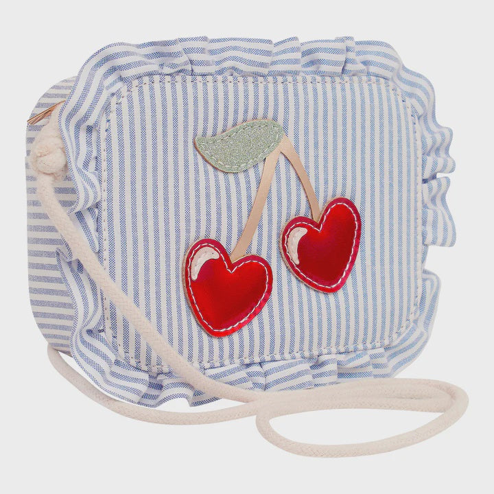 Cherries Cute Cross Body Bag / Blue Stripe