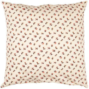 Cream Floral Cushion with Red Flowers