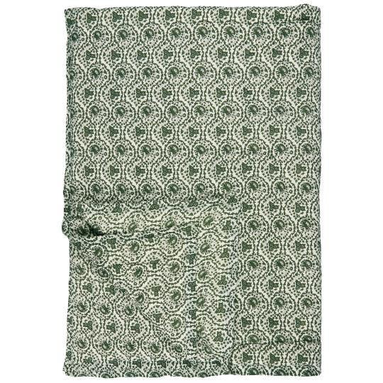 Soft Cotton Quilt / Green and White Floral Quilt