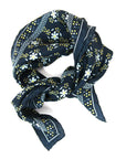 Natasha Hand Printed Mini Silk Scarf / Navy