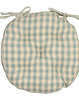 Campagne Round Checkered Stripe Seat Cushion / Sage Green
