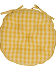 Campagne Round Checkered Stripe Seat Cushion / Yellow