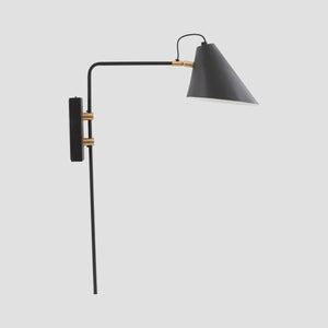 Black Wall Lamp with Brass Detailing