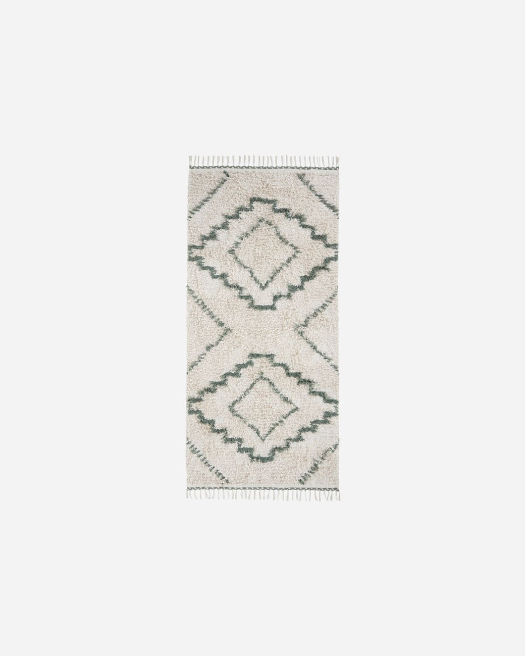 Green Geometric Rug / 200 x 90cm